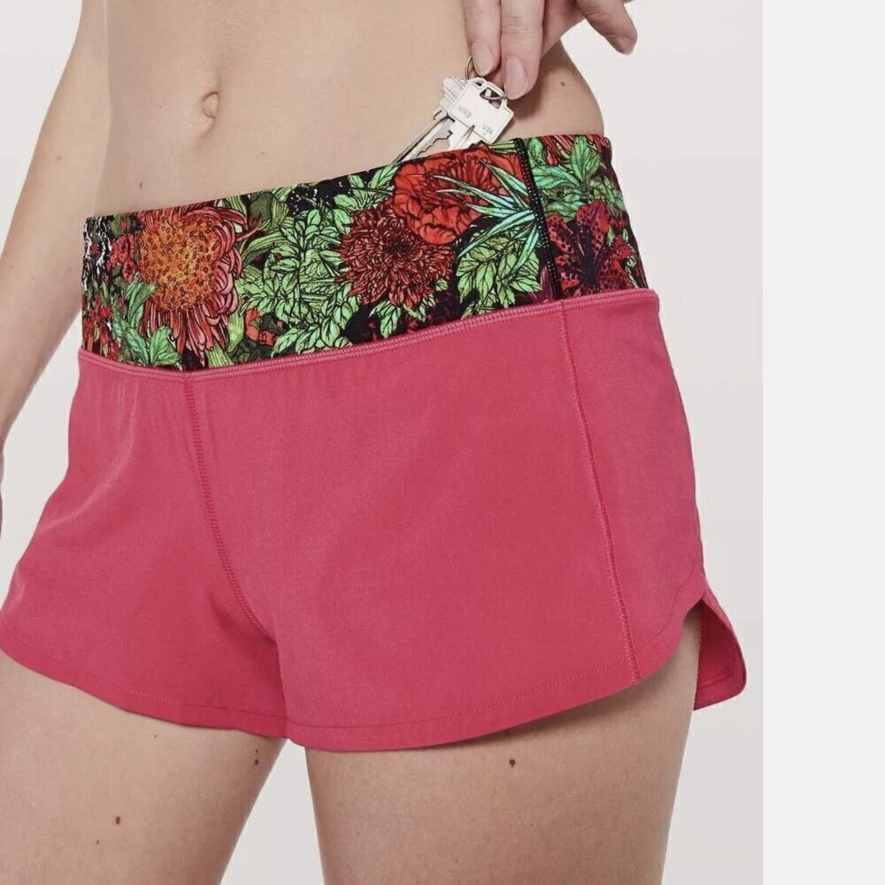 Lululemon LULULEMON SPEED UP SHORT 2.5" FUCHIA PINK ZEN GARDEN MULTI SIZE 4 - Picture 8 of 14